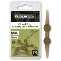 Radical Chod Rig Beads and Sleeve camo-green 5Zestaw